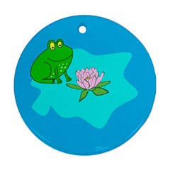 Frog Flower Lilypad Lily Pad Water Ornament (round) by Nexatart