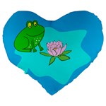 Frog Flower Lilypad Lily Pad Water Large 19  Premium Heart Shape Cushions Back