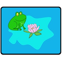 Frog Flower Lilypad Lily Pad Water Double Sided Fleece Blanket (medium) 