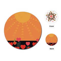 Love Heart Valentine Sun Flowers Playing Cards (round)  by Nexatart