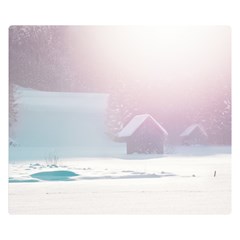 Winter Day Pink Mood Cottages Double Sided Flano Blanket (small)  by Nexatart