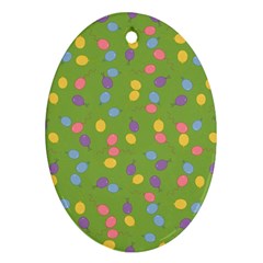 Balloon Grass Party Green Purple Oval Ornament (two Sides) by Nexatart