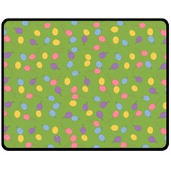 Balloon Grass Party Green Purple Fleece Blanket (medium)  by Nexatart