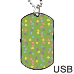 Balloon Grass Party Green Purple Dog Tag Usb Flash (one Side)
