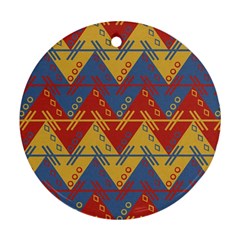 Aztec South American Pattern Zig Zag Ornament (round) by Nexatart