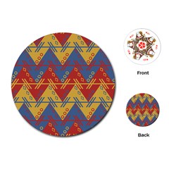 Aztec South American Pattern Zig Zag Playing Cards (round)  by Nexatart