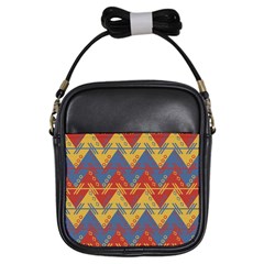 Aztec South American Pattern Zig Zag Girls Sling Bags by Nexatart