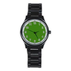 Paper Pattern Green Scrapbooking Stainless Steel Round Watch by Nexatart