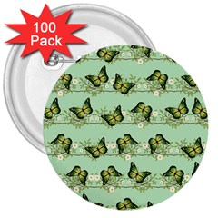 Green Butterflies 3  Buttons (100 Pack)  by linceazul