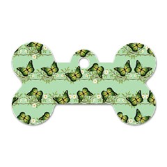 Green Butterflies Dog Tag Bone (two Sides) by linceazul