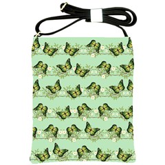 Green Butterflies Shoulder Sling Bags by linceazul