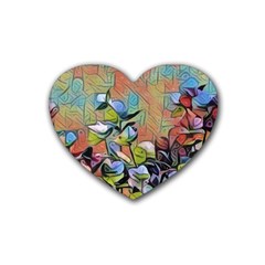 Spring Flowers Magic Cube Rubber Coaster (heart)  by DeneWestUK