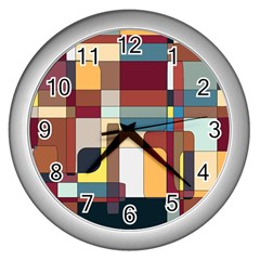 Patchwork Wall Clocks (silver)  by digitaldivadesigns