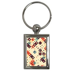 Squares In Retro Colors         Key Chain (rectangle) by LalyLauraFLM