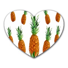 Pineapple Print Polygonal Pattern Heart Mousepads by Nexatart