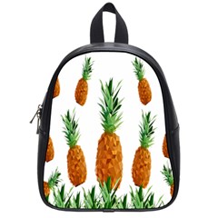 Pineapple Print Polygonal Pattern School Bags (small)  by Nexatart