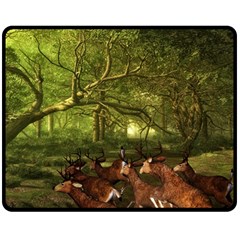 Red Deer Deer Roe Deer Antler Double Sided Fleece Blanket (medium)  by Nexatart