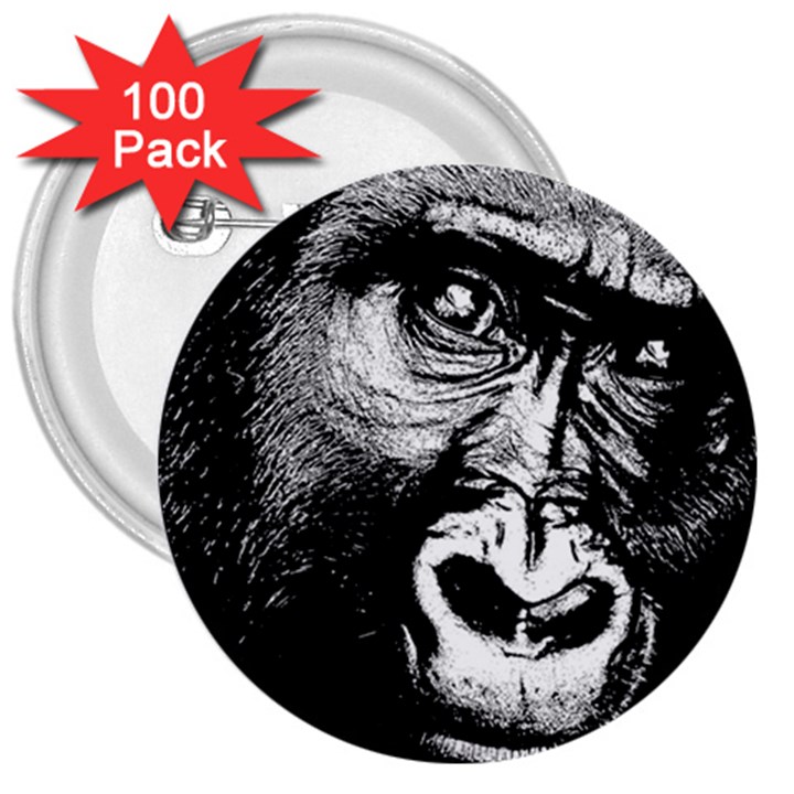 Gorilla 3  Buttons (100 pack) 