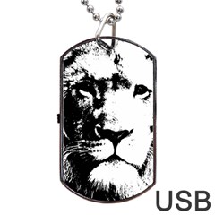 Lion  Dog Tag Usb Flash (two Sides) by Valentinaart