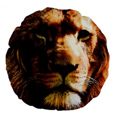 Lion  Large 18  Premium Round Cushions by Valentinaart