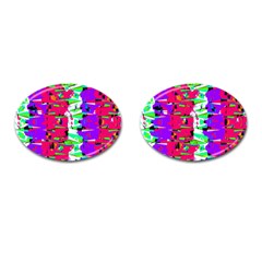 Colorful Glitch Pattern Design Cufflinks (oval)