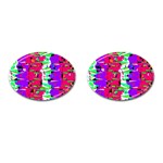 Colorful Glitch Pattern Design Cufflinks (Oval) Front(Pair)