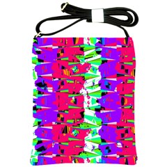 Colorful Glitch Pattern Design Shoulder Sling Bags by dflcprints