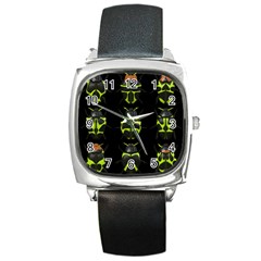 Beetles Insects Bugs Square Metal Watch