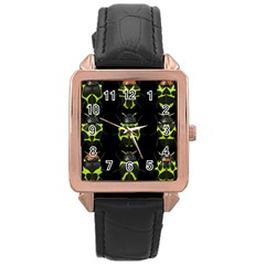 Beetles Insects Bugs Rose Gold Leather Watch 