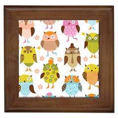 Cute Owls Pattern Framed Tiles