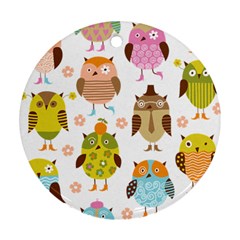 Cute Owls Pattern Ornament (Round)