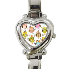 Cute Owls Pattern Heart Italian Charm Watch