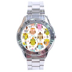 Cute Owls Pattern Stainless Steel Analogue Watch
