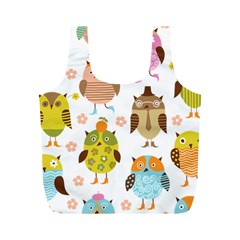 Cute Owls Pattern Full Print Recycle Bags (M) 