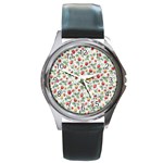 Strawberry pattern Round Metal Watch Front