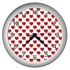 Emoji Heart Shape Drawing Pattern Wall Clocks (silver)  by dflcprints