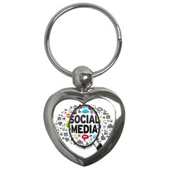 Social Media Computer Internet Typography Text Poster Key Chains (Heart) 