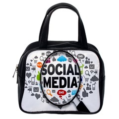 Social Media Computer Internet Typography Text Poster Classic Handbags (One Side)