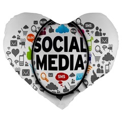 Social Media Computer Internet Typography Text Poster Large 19  Premium Heart Shape Cushions