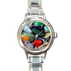 Stones Colors Pattern Pebbles Macro Rocks Round Italian Charm Watch