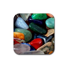 Stones Colors Pattern Pebbles Macro Rocks Rubber Coaster (Square) 