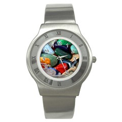 Stones Colors Pattern Pebbles Macro Rocks Stainless Steel Watch