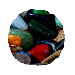 Stones Colors Pattern Pebbles Macro Rocks Standard 15  Premium Round Cushions