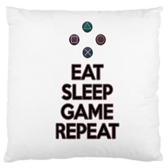 Eat Sleep Game Repeat Large Cushion Case (one Side) by Valentinaart