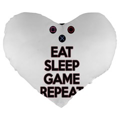 Eat Sleep Game Repeat Large 19  Premium Flano Heart Shape Cushions