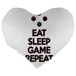 Eat sleep game repeat Large 19  Premium Flano Heart Shape Cushions Back