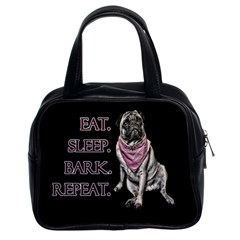 Eat, Sleep, Bark, Repeat Pug Classic Handbags (2 Sides) by Valentinaart