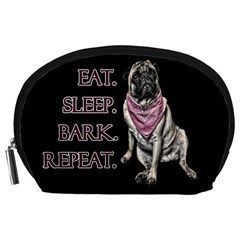 Eat, Sleep, Bark, Repeat Pug Accessory Pouches (large)  by Valentinaart