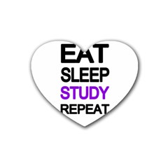 Eat Sleep Study Repeat Rubber Coaster (heart)  by Valentinaart