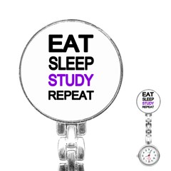 Eat Sleep Study Repeat Stainless Steel Nurses Watch by Valentinaart